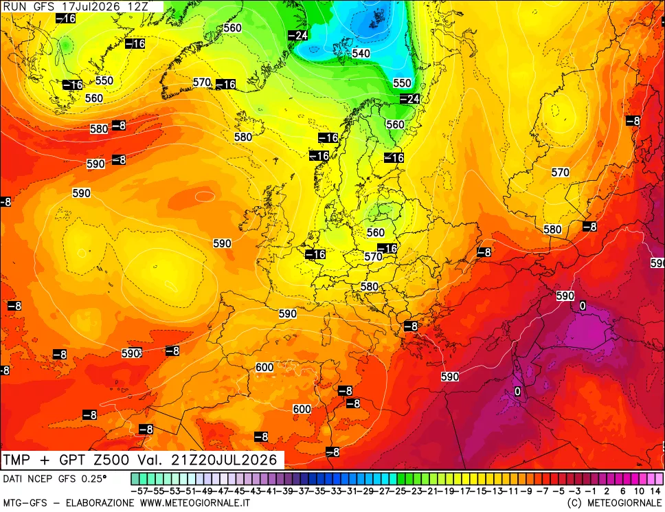 mappa 500 hPa Temp + GPT