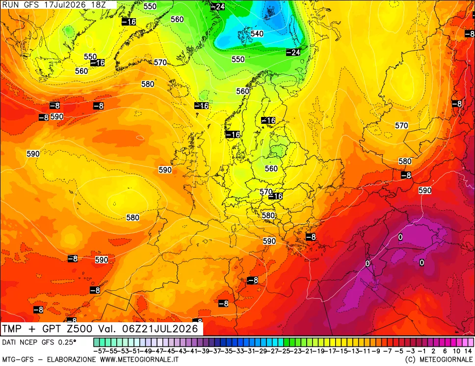 mappa 500 hPa Temp + GPT