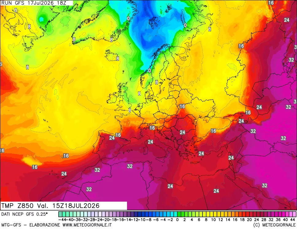 mappa 850 hPa Temp