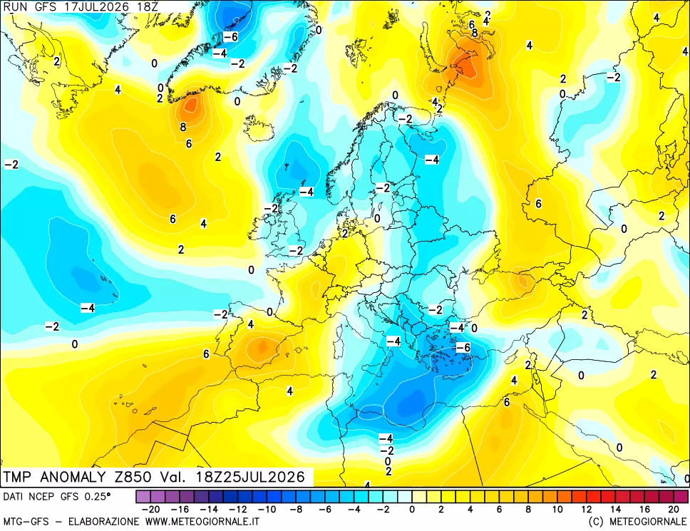 mappa 850 hPa Temp Anomaly vs Cli.No 1981-2010