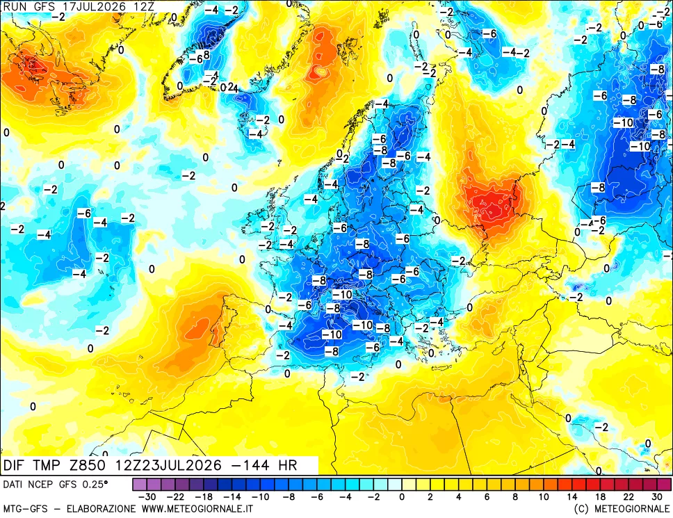 mappa 850 hPA Dif. Temp - Init