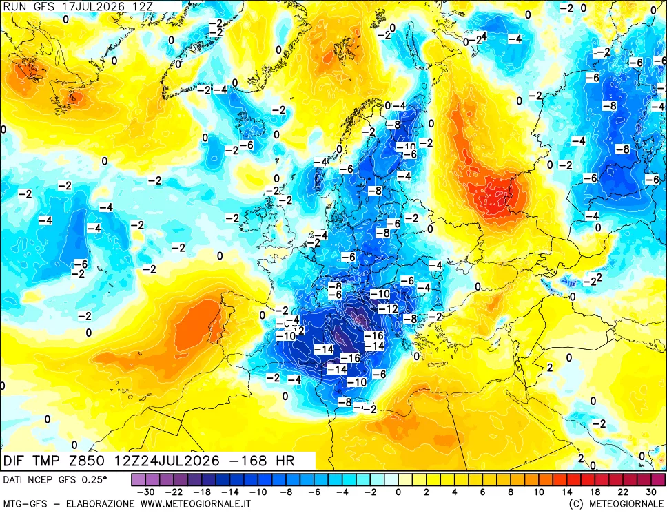 mappa 850 hPA Dif. Temp - Init