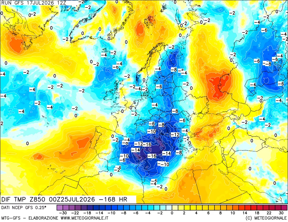 mappa 850 hPA Dif. Temp - Init