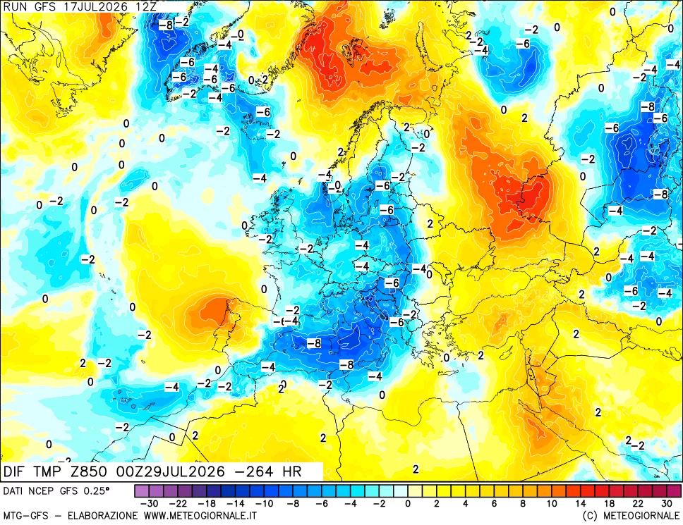 mappa 850 hPA Dif. Temp - Init