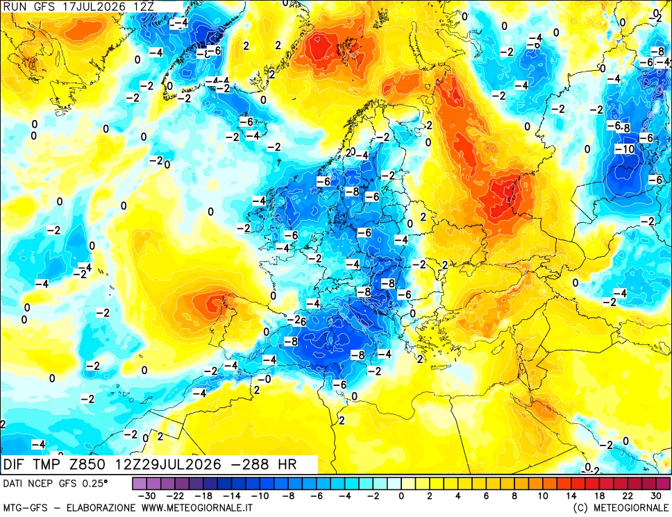 mappa 850 hPA Dif. Temp - Init