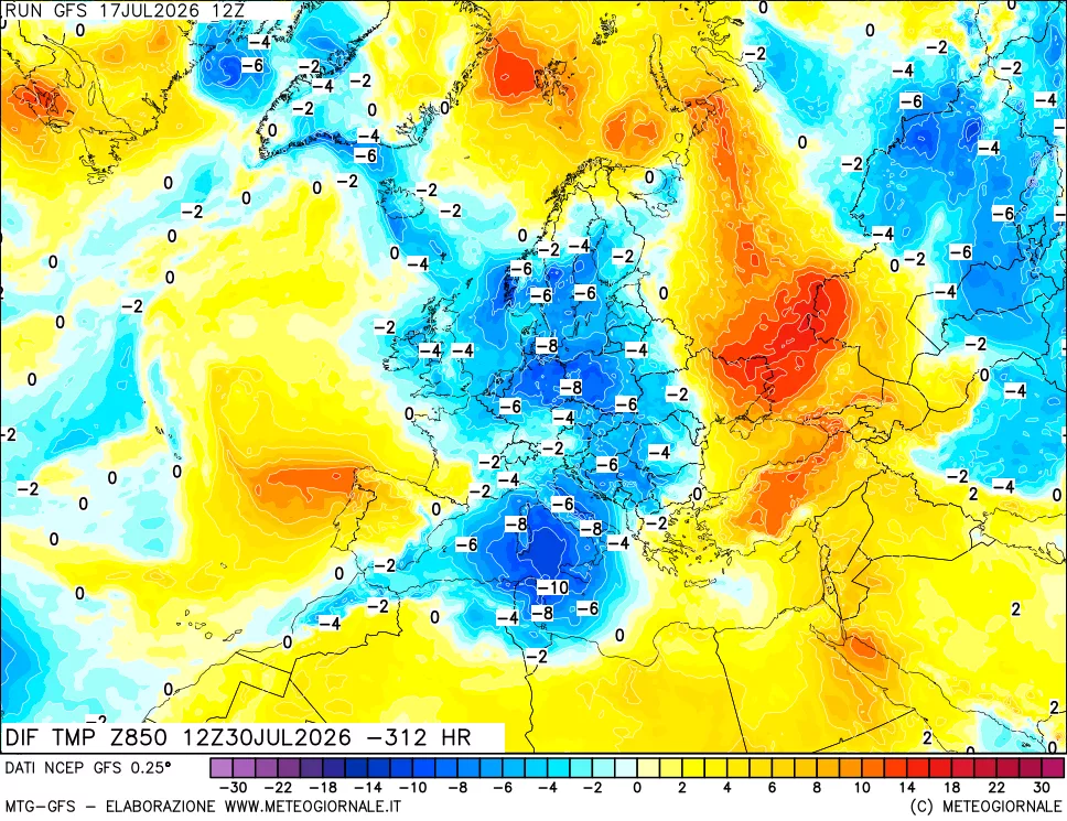 mappa 850 hPA Dif. Temp - Init