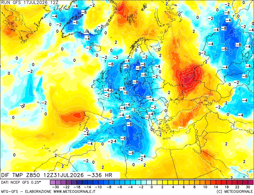 mappa 850 hPA Dif. Temp - Init