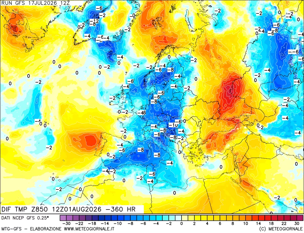 mappa 850 hPA Dif. Temp - Init