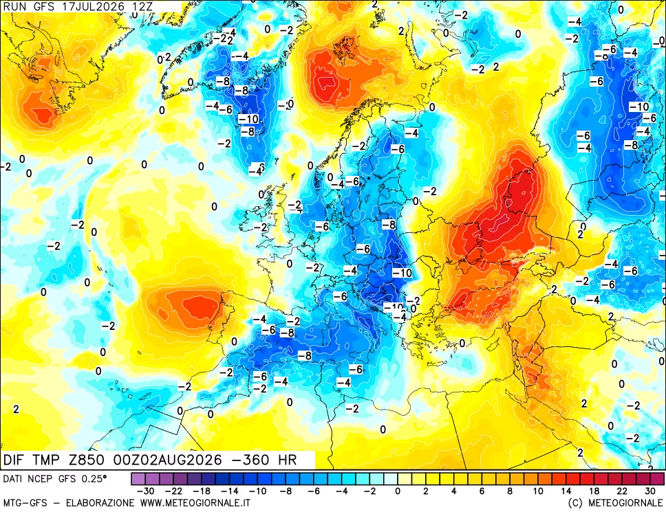 mappa 850 hPA Dif. Temp - Init