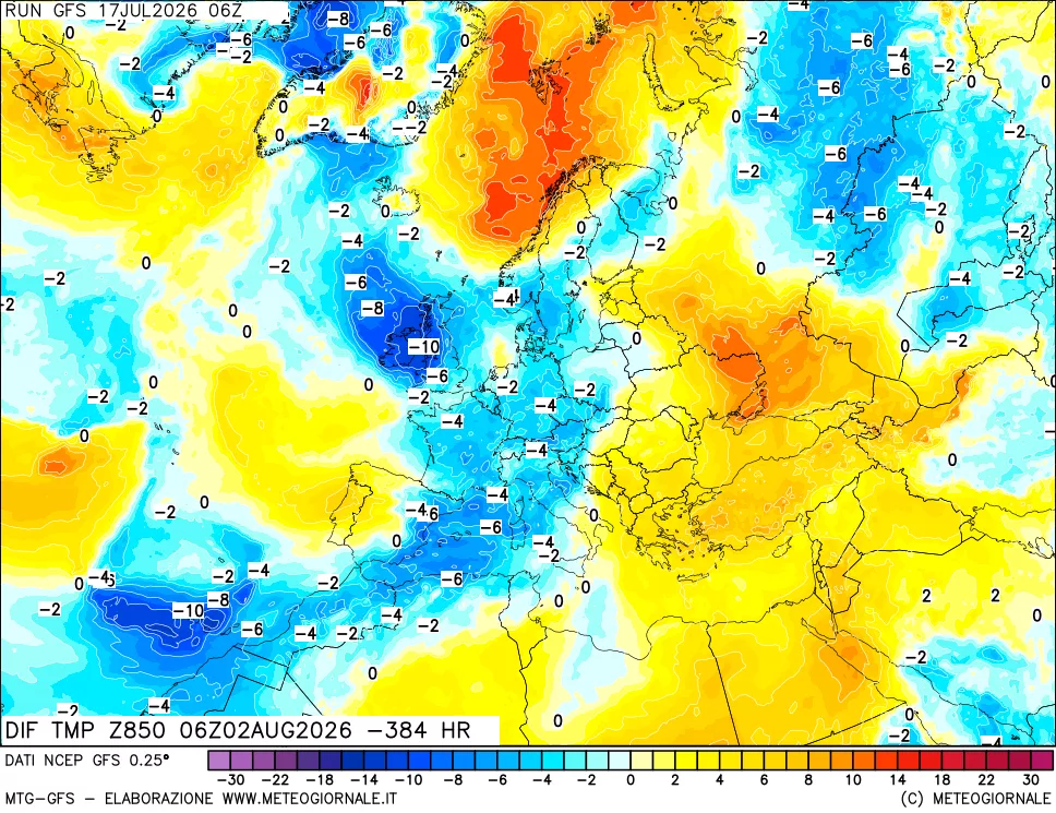 mappa 850 hPA Dif. Temp - Init