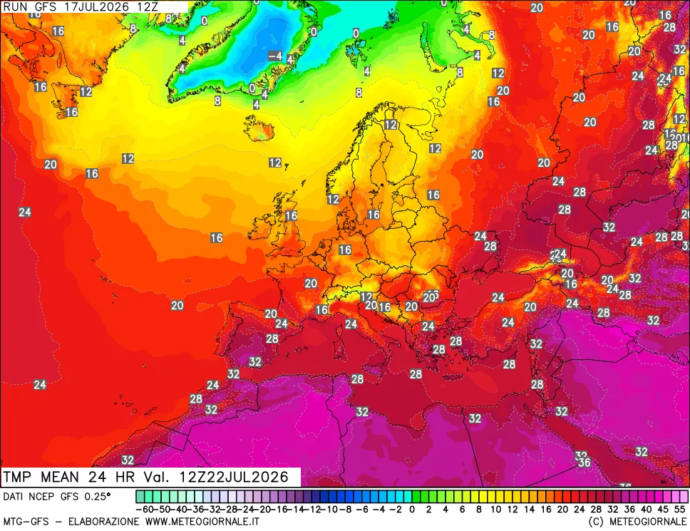 mappa Temperatura media 24 ore
