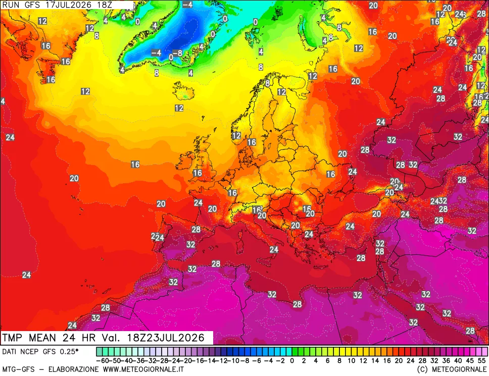 mappa Temperatura media 24 ore