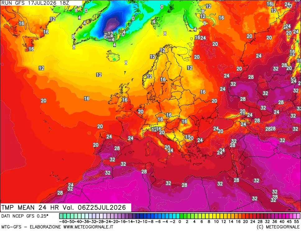 mappa Temperatura media 24 ore