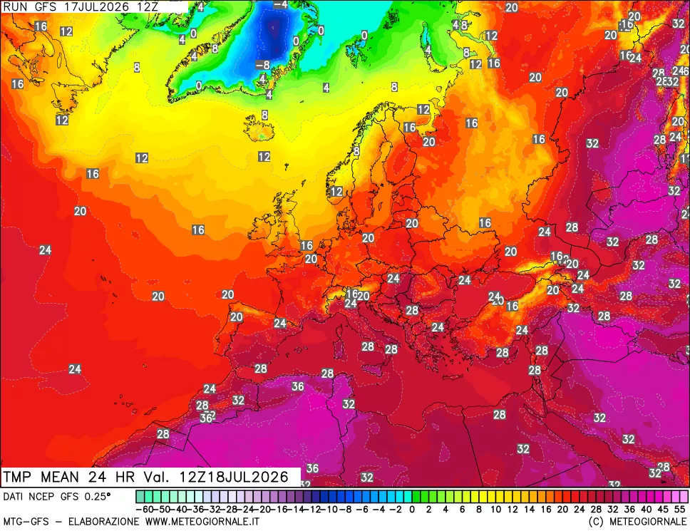 mappa Temperatura media 24 ore