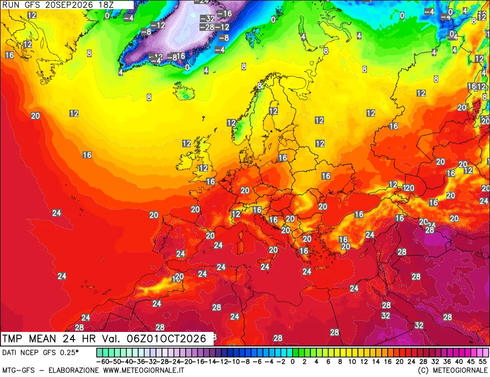 mappa Temperatura media 24 ore