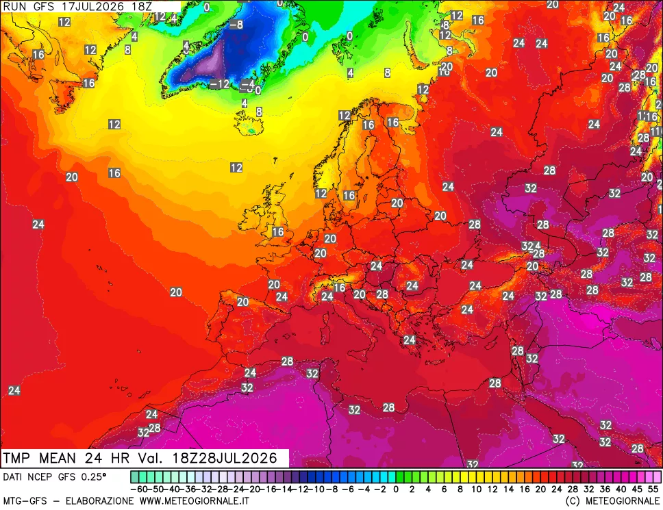 mappa Temperatura media 24 ore