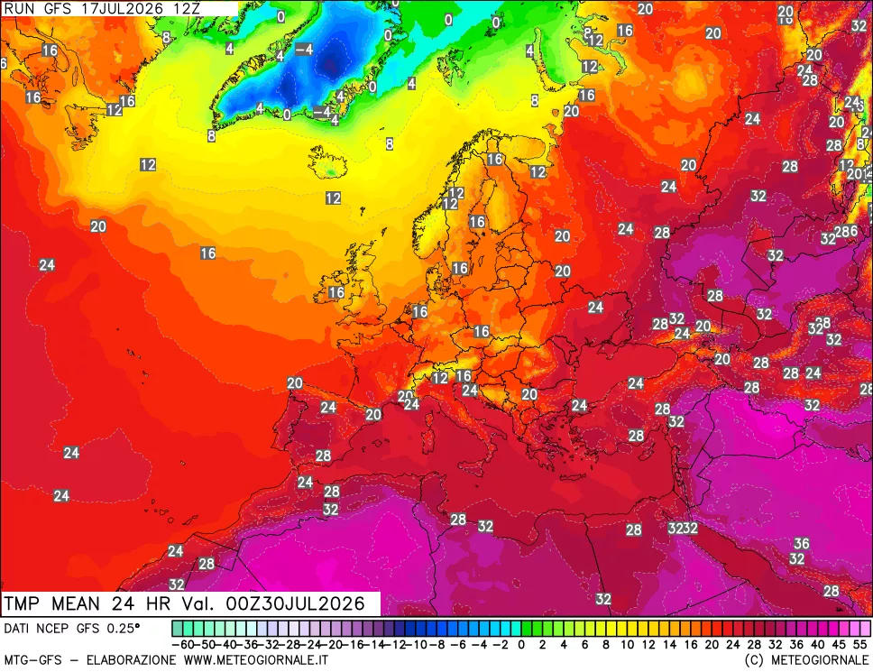 mappa Temperatura media 24 ore