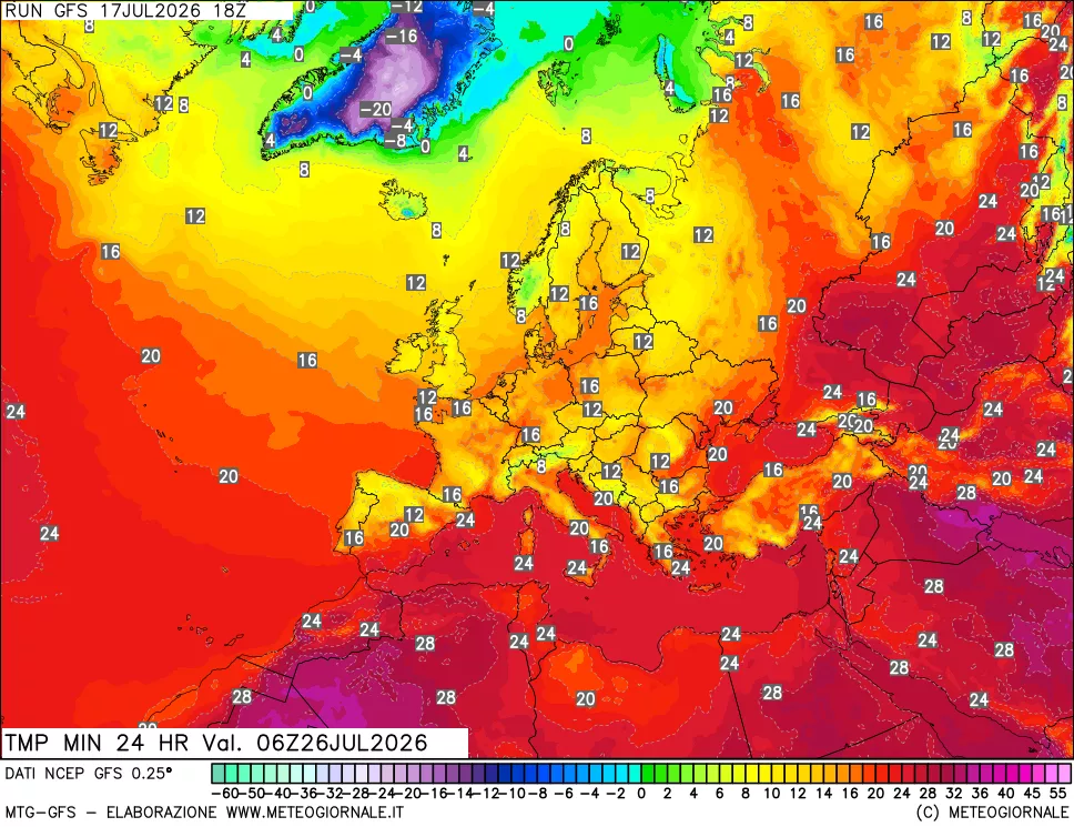 mappa Temperatura minima 24 ore