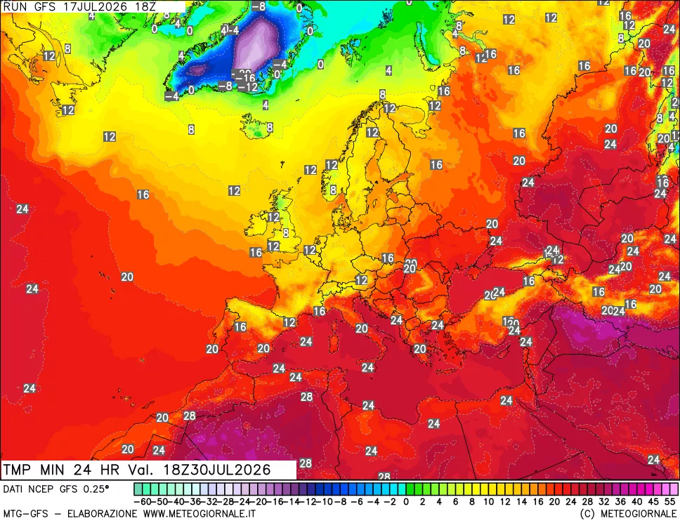 mappa Temperatura minima 24 ore