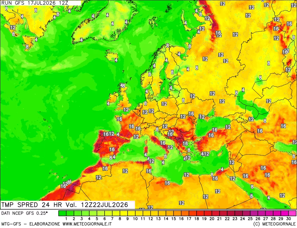 mappa Dif. TMax-TMin 24 ore