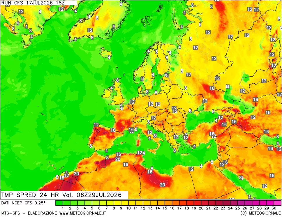 mappa Differenza TMax-TMin 24 ore