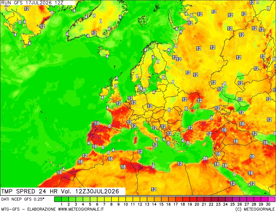 mappa Dif. TMax-TMin 24 ore