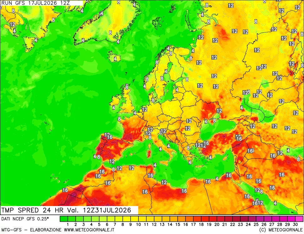 mappa Dif. TMax-TMin 24 ore