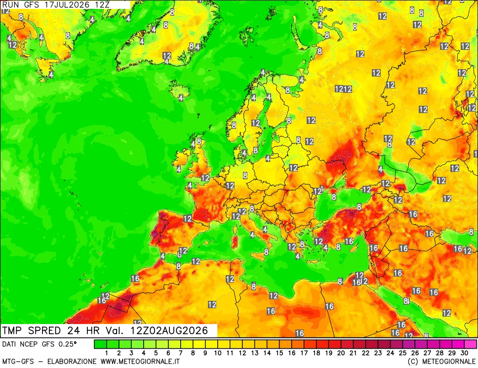 mappa Dif. TMax-TMin 24 ore