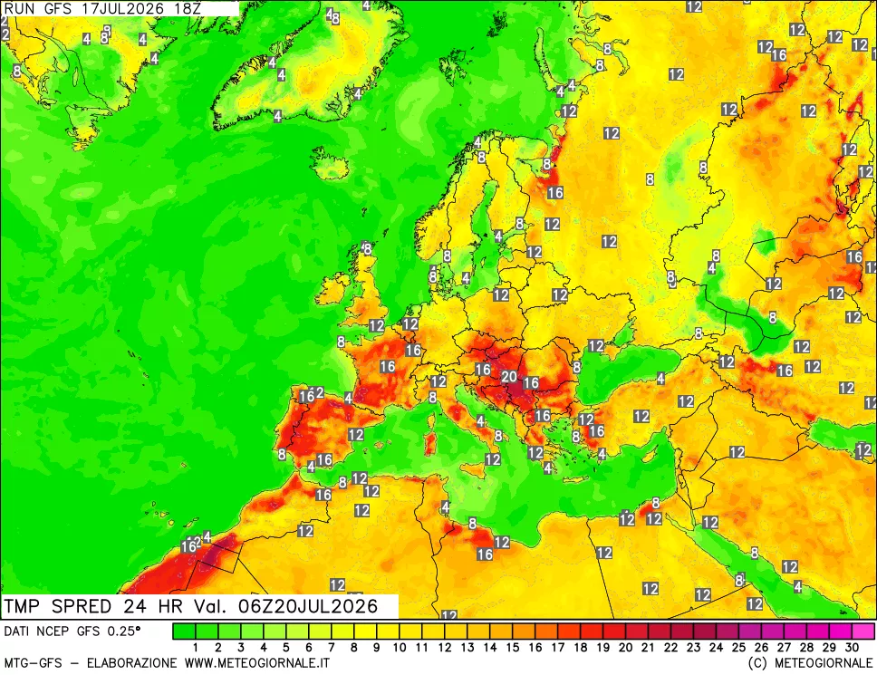 mappa Differenza TMax-TMin 24 ore