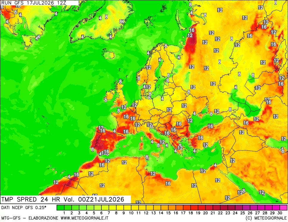 mappa Dif. TMax-TMin 24 ore