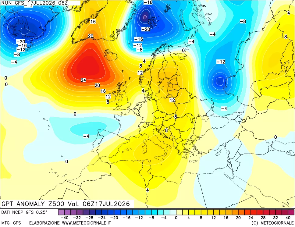 mappa 500 hPa GPT Anomaly vs Cli.No 1981-2010