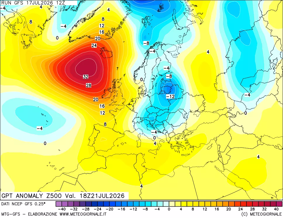 mappa 500 hPa GPT Anomaly vs Cli.No 1981-2010