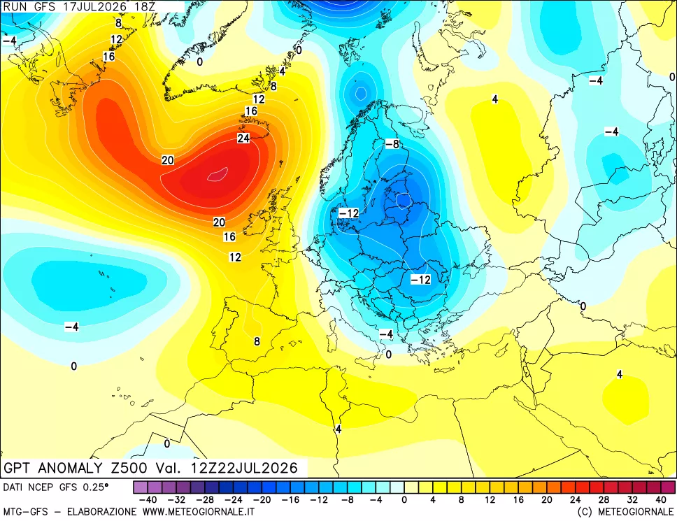mappa 500 hPa GPT Anomaly vs Cli.No 1981-2010