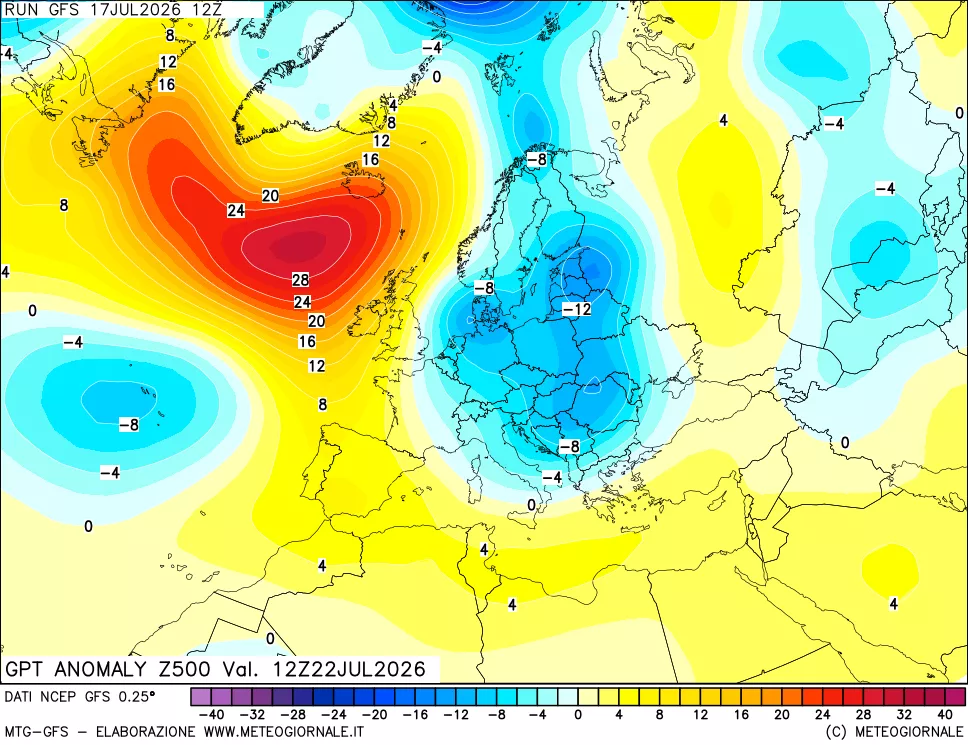 mappa 500 hPa GPT Anomaly vs Cli.No 1981-2010