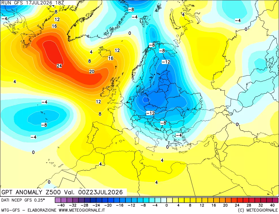 mappa 500 hPa GPT Anomaly vs Cli.No 1981-2010