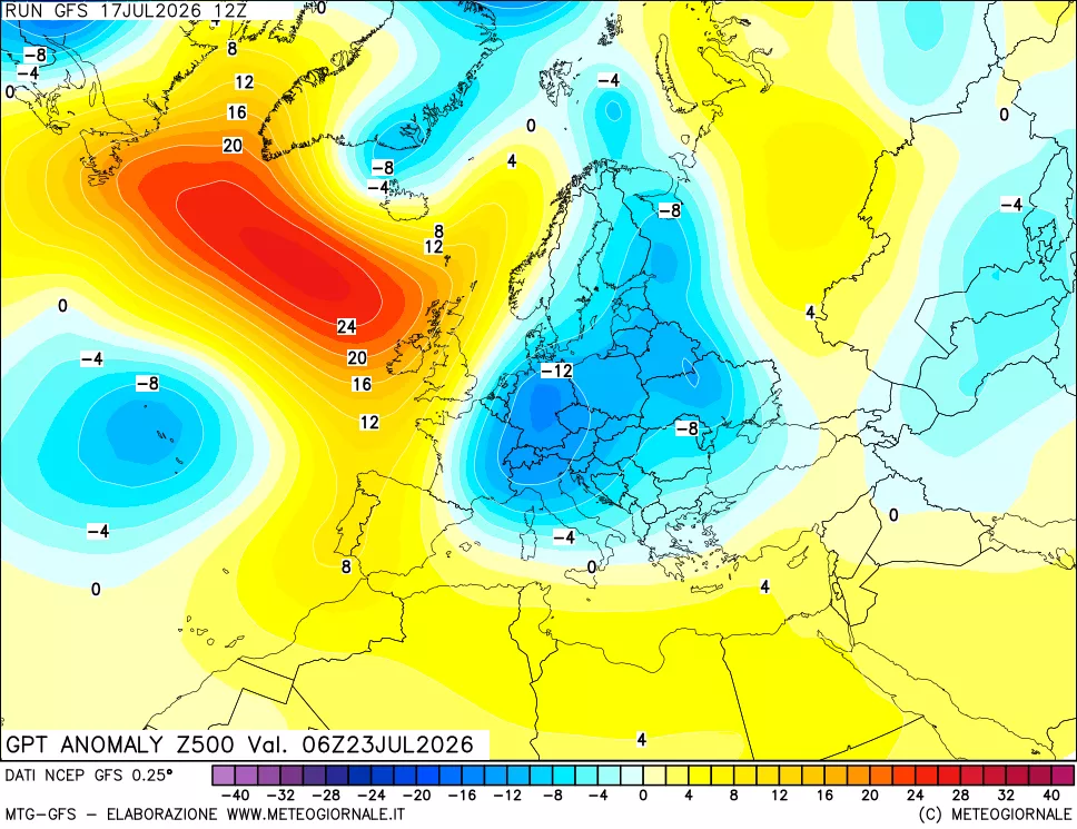 mappa 500 hPa GPT Anomaly vs Cli.No 1981-2010