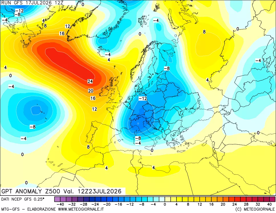 mappa 500 hPa GPT Anomaly vs Cli.No 1981-2010