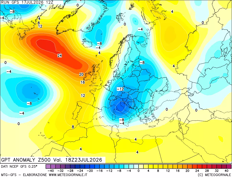 mappa 500 hPa GPT Anomaly vs Cli.No 1981-2010