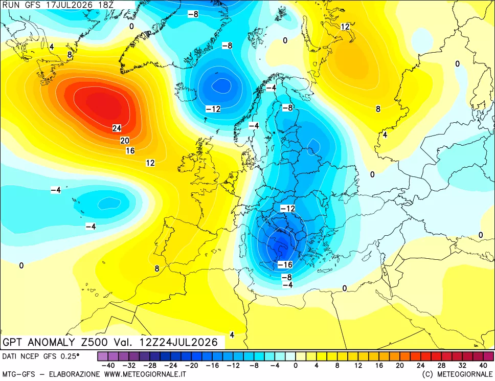 mappa 500 hPa GPT Anomaly vs Cli.No 1981-2010