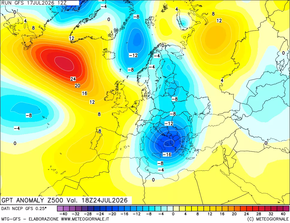 mappa 500 hPa GPT Anomaly vs Cli.No 1981-2010