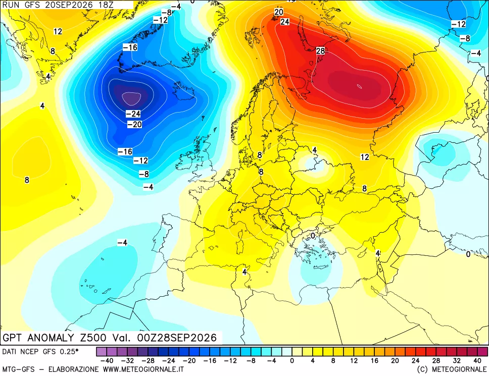 mappa 500 hPa GPT Anomaly vs Cli.No 1981-2010