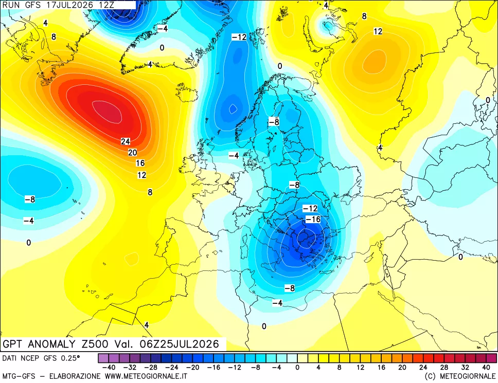 mappa 500 hPa GPT Anomaly vs Cli.No 1981-2010