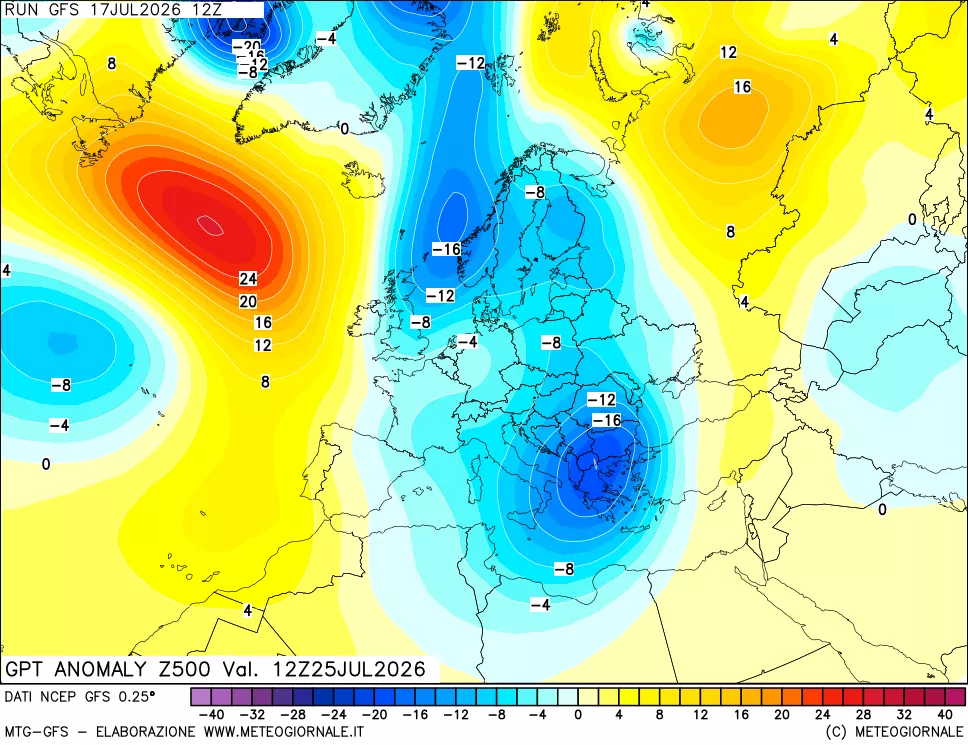 mappa 500 hPa GPT Anomaly vs Cli.No 1981-2010