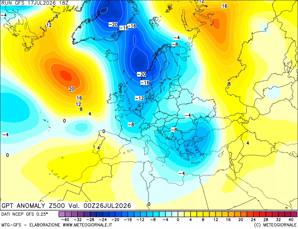 mappa 500 hPa GPT Anomaly vs Cli.No 1981-2010