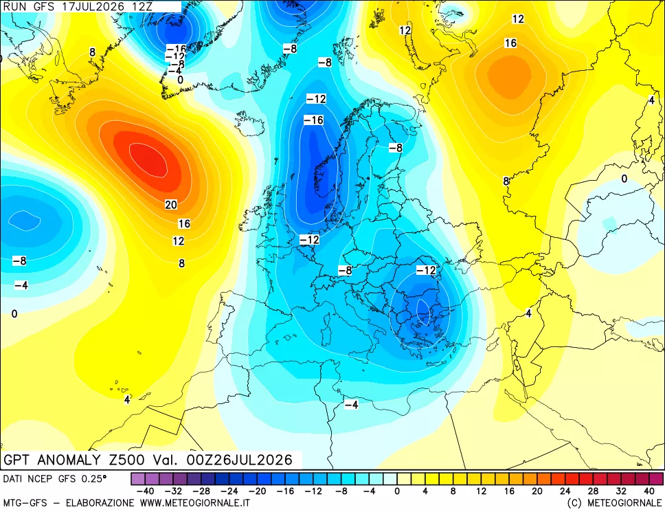 mappa 500 hPa GPT Anomaly vs Cli.No 1981-2010
