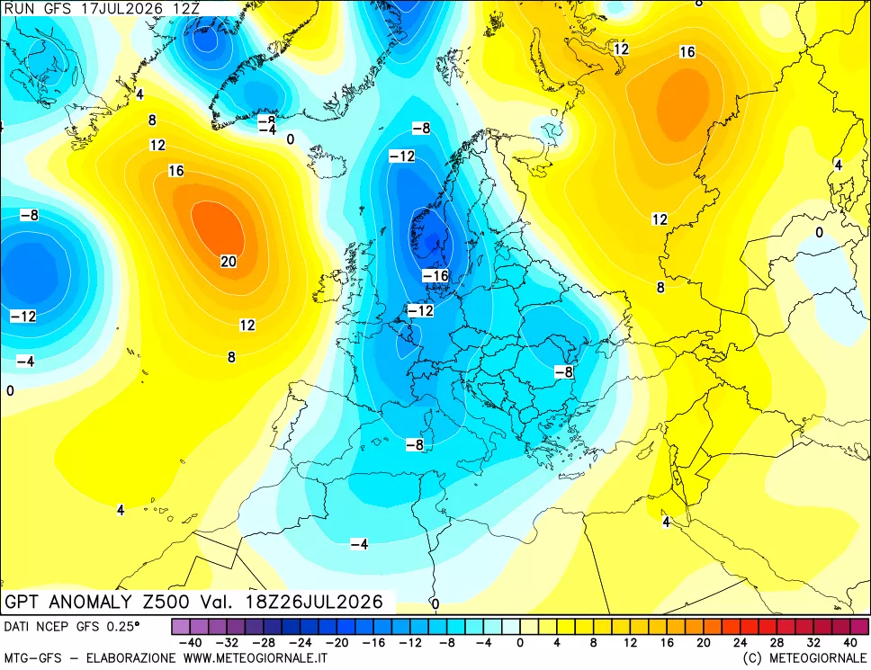 mappa 500 hPa GPT Anomaly vs Cli.No 1981-2010