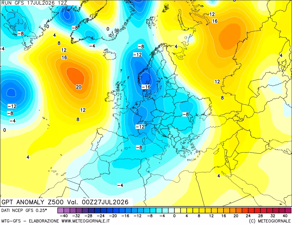 mappa 500 hPa GPT Anomaly vs Cli.No 1981-2010