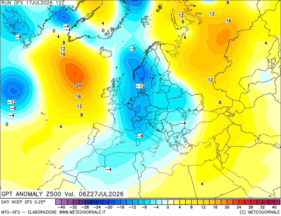 mappa 500 hPa GPT Anomaly vs Cli.No 1981-2010