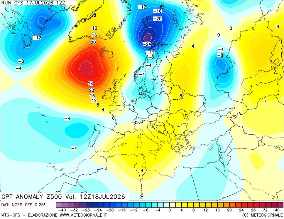 mappa 500 hPa GPT Anomaly vs Cli.No 1981-2010