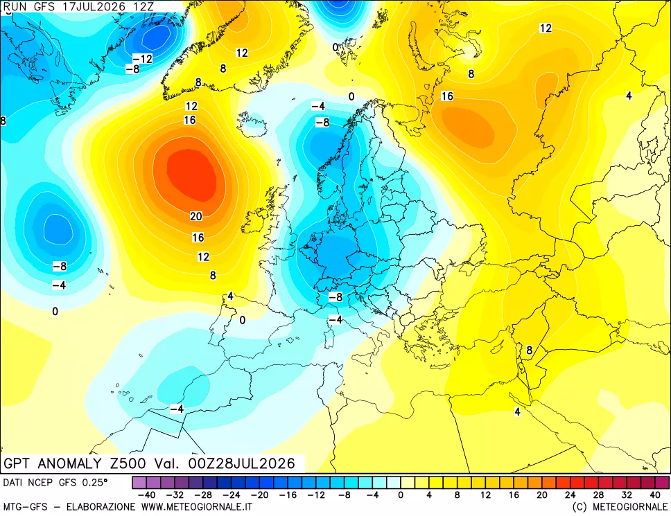 mappa 500 hPa GPT Anomaly vs Cli.No 1981-2010